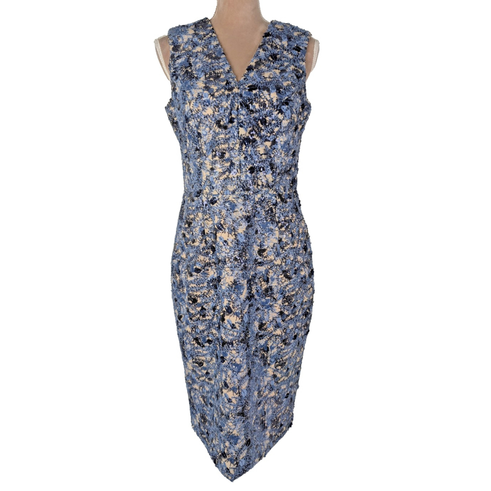 Dress The Population Colette Sequin Embroidered Midi Dress Blue L Formal Classic
